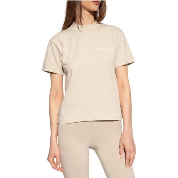 Fear of God Tops - Size M Essentials Fear of God Crop Heavy Jersey Crewneck Beige T-Shirt Women